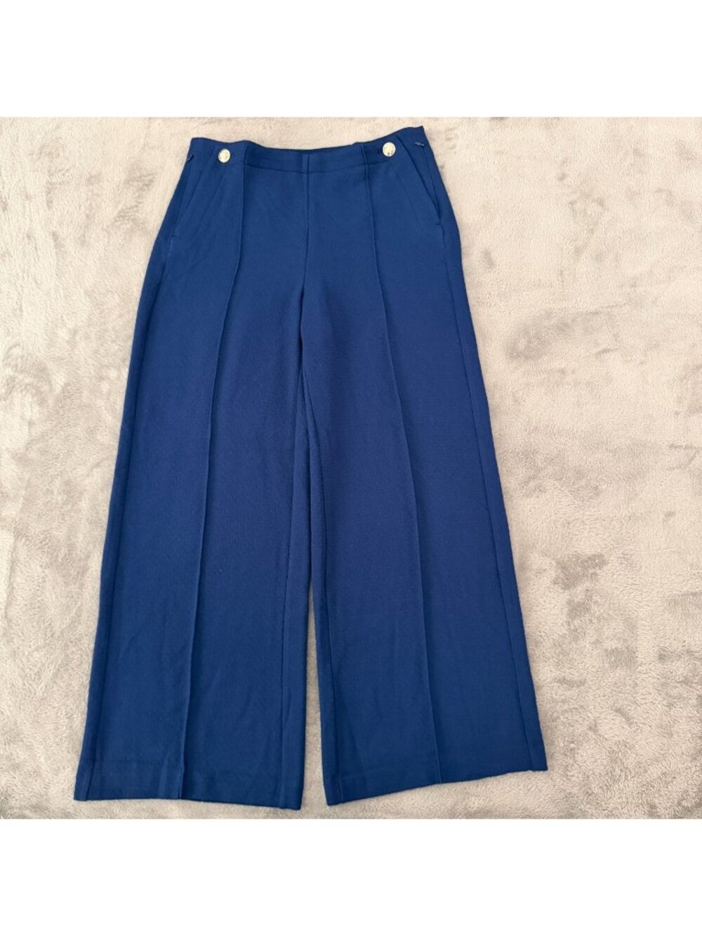 Ann Taylor Blue Textured Wide Leg Pants Trousers Womens 12 Sailor Nautical
